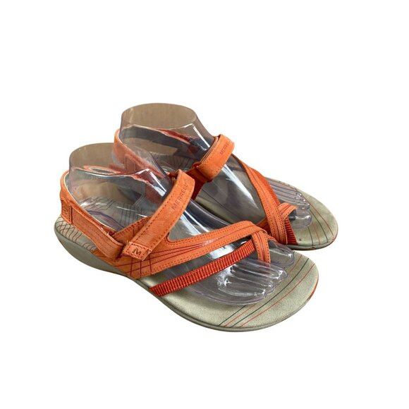 Merrell Womens Freesia Orange Sandals Size 8 Leather Strappy Comfortable Outdoor - Picture 2 of 15
